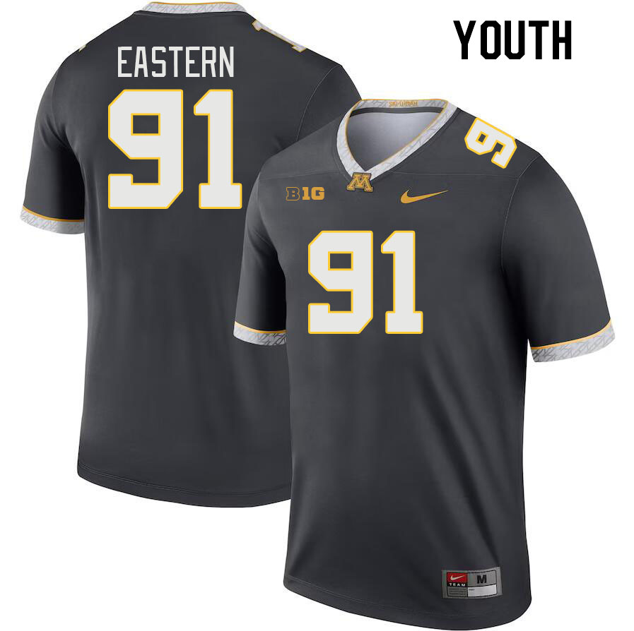 Youth #91 Deven Eastern Minnesota Golden Gophers College Football Jerseys Stitched-Charcoal